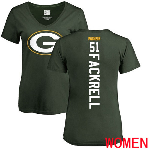 Green Bay Packers Green Women #51 Fackrell Kyler Backer Nike NFL T Shirt->nfl t-shirts->Sports Accessory